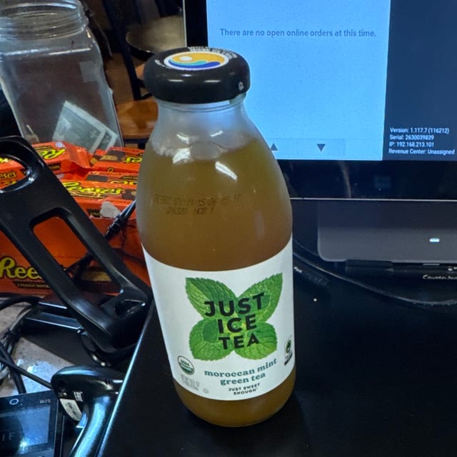 Just ice tea org. mint green tea.