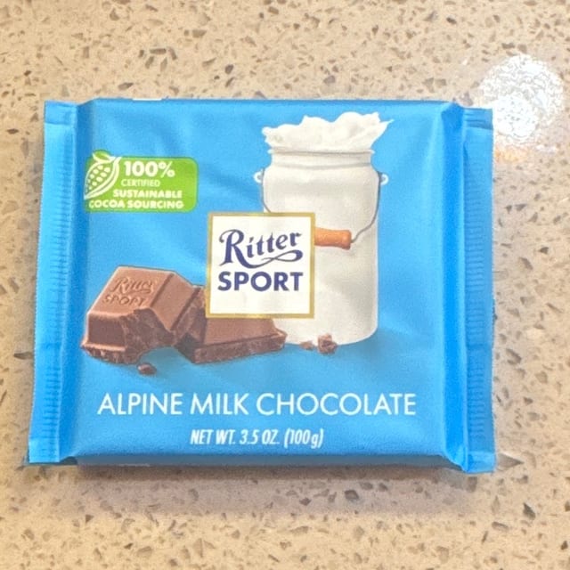 Ritter Sport alpine milk chocolate.