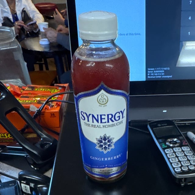 Synergy kombucha ginger berry.